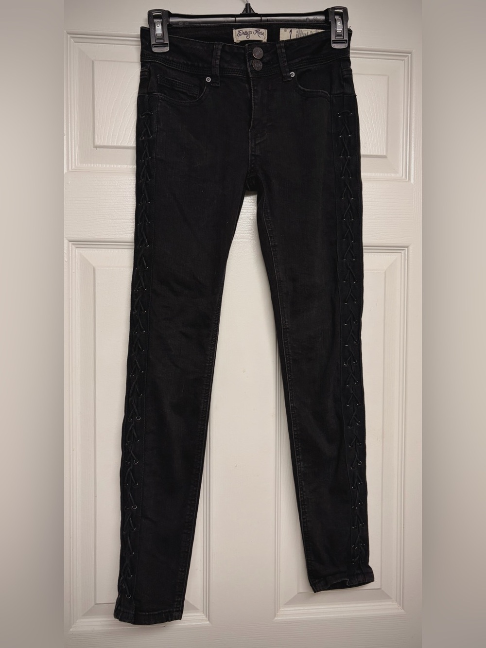 Indigo Rein Black Skinny Jeans with Lace-Up Side Detail